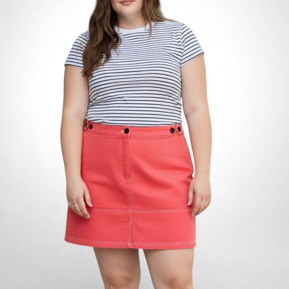 Wildfang Dresses & Skirts - Wildfang "The Essential Denim Work Skirt" Coral Utility Cargo Skirt, NEW Size 1X